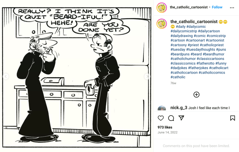 Joshua Masterson, Catholic Cartoonist Instagram