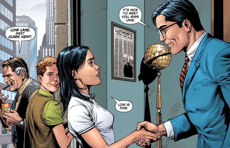 Daily Planet staff assemble in Superman: Secret Origin Vol. 1 #3 "Mild-Mannered Reporter" (2010), DC