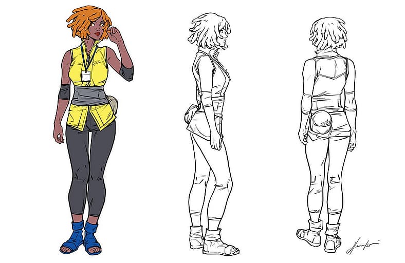 April O'Neil Hidden Leaf Village design sheet in Teenage Mutant Ninja Turtles x Naruto (2024), IDW