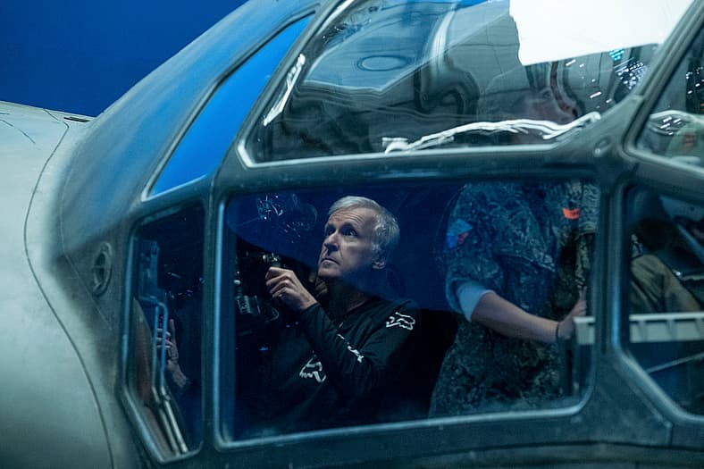 Director James Cameron on set of Avatar: The Way of Water (2022), 20th Century Studios