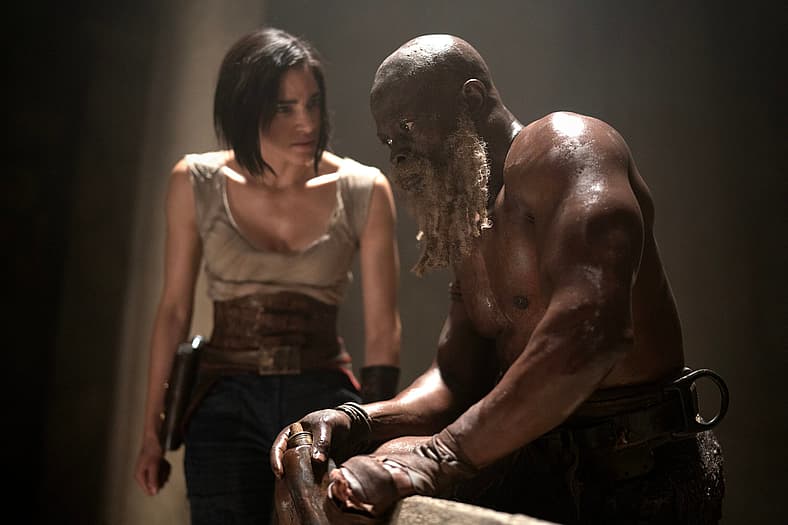 Sofia Boutella as Kora and Djimon Hounsou as Titus in Rebel Moon, Netflix