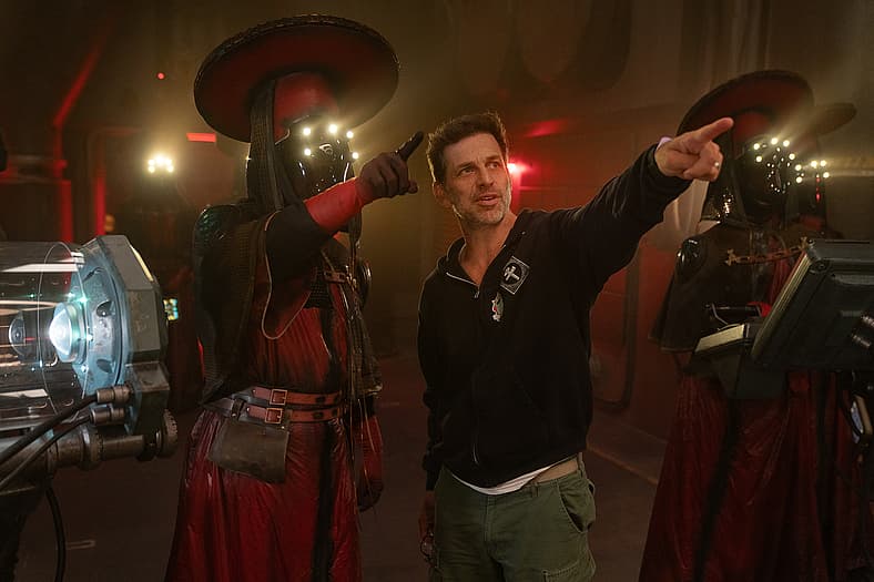 Director Zack Snyder on set of Rebel Moon — Part One: A Child of Fire, Netflix