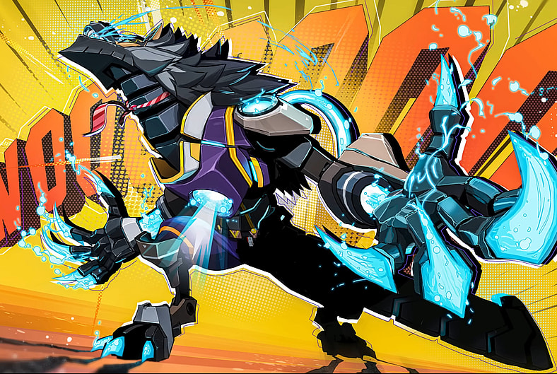 Roquefort (David Fane) howls at the moon in Hi-Fi Rush (2023), Bethesda Softworks