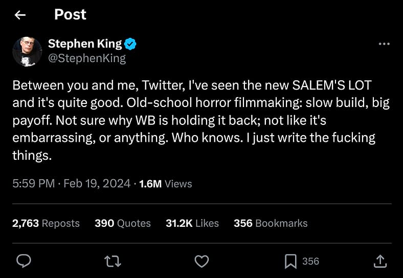 King writes the things