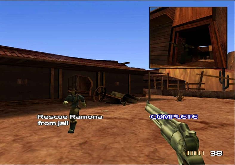 Elijah Jones saves Deputy Ramona from jail in TimeSplitters 2 (2002), Eidos Interactive
