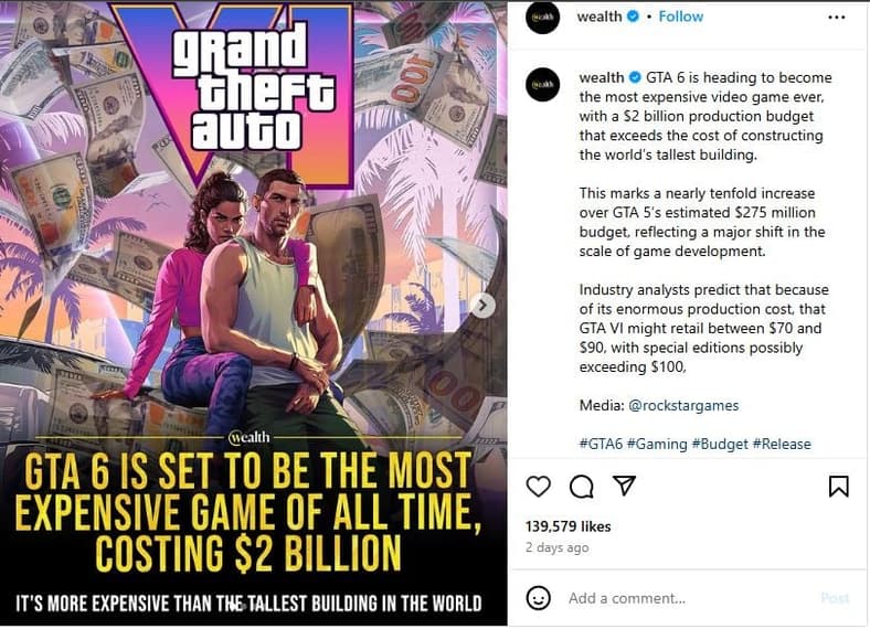 GTA VI COST MORE THAN $2 BILLION