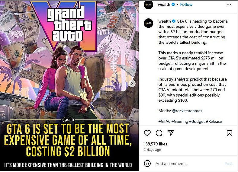 GTA VI COST MORE THAN $2 BILLION