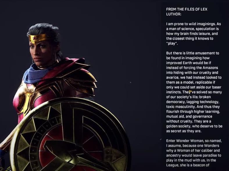 Wonder Woman Codex Entry in Suicide Squad: Kill the Justice League (2024), Rocksteady Studios