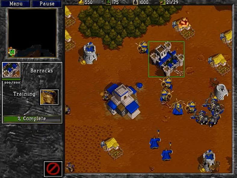 The Alliance builds their forces in Warcraft II: Tides of Darkness (1995), Blizzard Entertainment