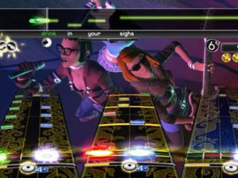 Gameplay of Rock Band 2 (2008), Harmonix, Screenshot via Wiki Media