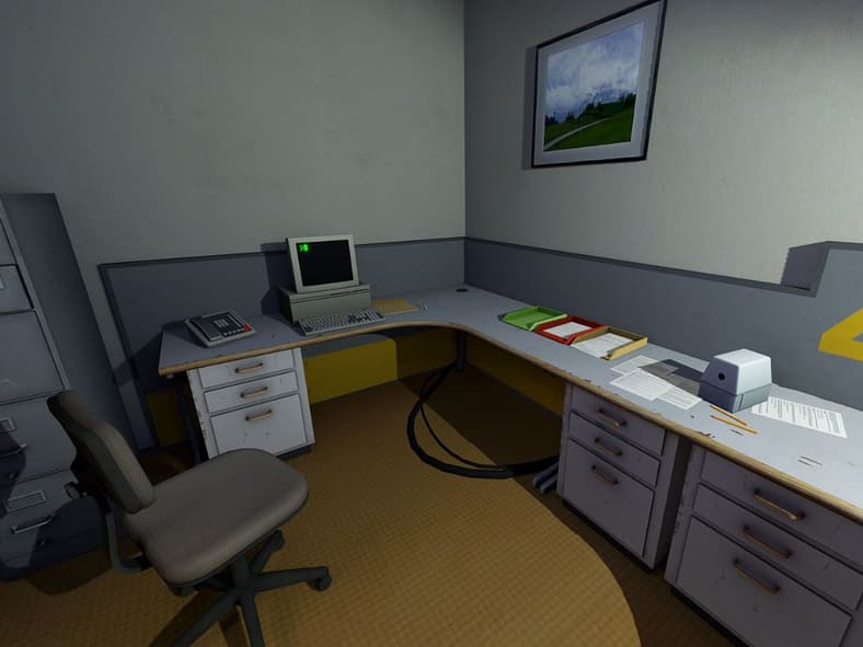Gameplay of The Stanley Parable Ultra Deluxe (2022), Crows Crows Crows, Screenshot via Steam
