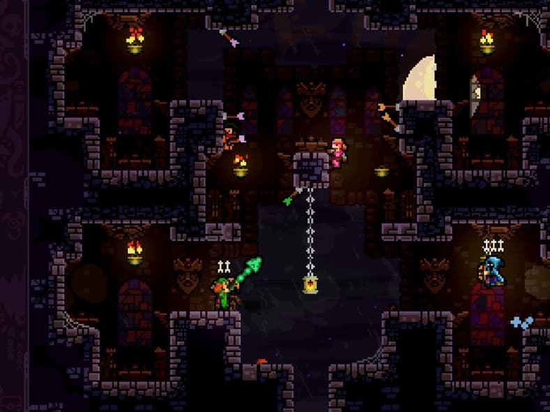 Gameplay of Towerfall Ascension (2014), Maddy Makes Games Inc, Screenshot via Steam