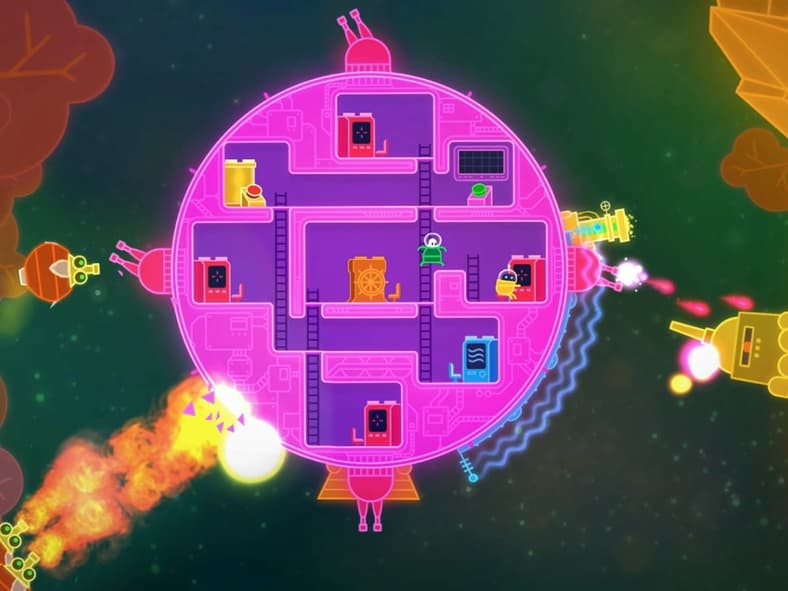 Lovers in a Dangerous Spacetime (2015), Asteroid Base, Screenshot via Steam
