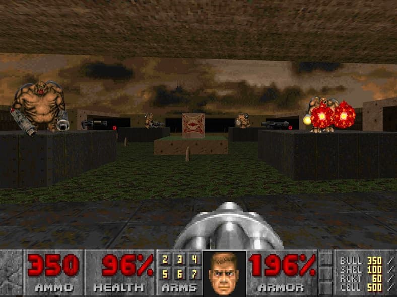 Player Armed in Doom (1993), id Software, Screenshot via Steam