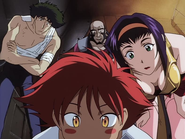 Crew gets lead on Cowboy Andy (Masashi Ebara) in Cowboy Bebop Episode 22 Cowboy Funk (1998)