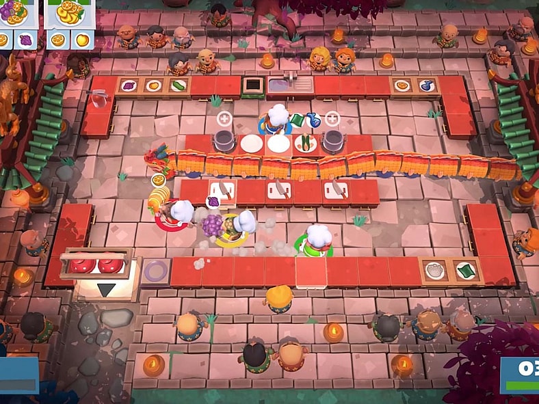 Players Cooking in Overcooked! 2 (2018), Team 17, Screenshot via Steam