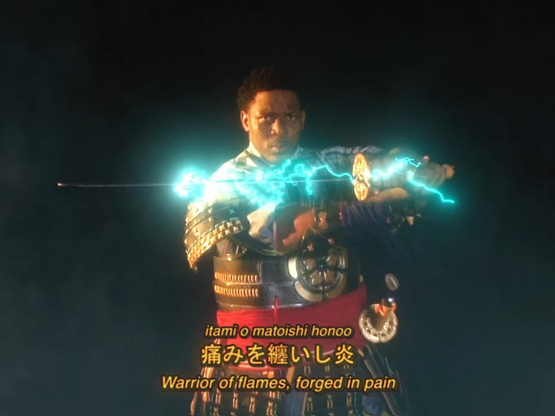 Yasuke (Ruan “jogazulu” Silva) unleashes his true power in the live-action tokusatsu commercial for Assassin's Creed Shadows (2025), Ubisoft