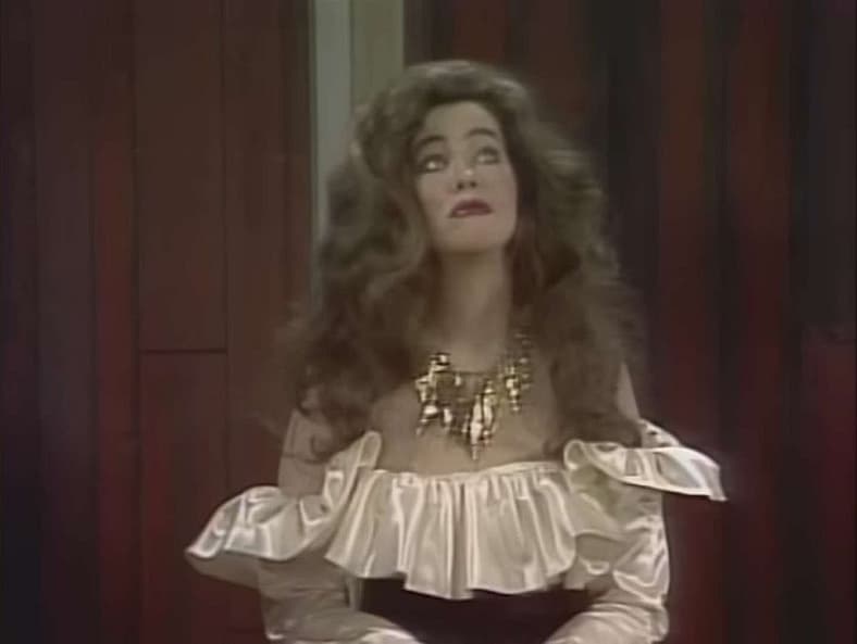 Catherine O'Hara as Brooke Shields on Farm Film Report in SCTV (1984), CBC