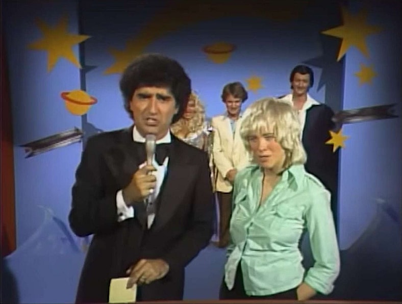 Eugene Levy and Catherine O'Hara on the "Shoot at The Stars" sketch of SCTV (1982) Canadian Broadcasting Corporation 