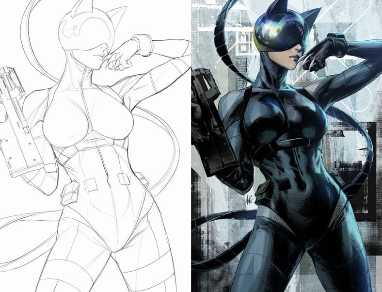 Catwoman is locked, loaded, and ready to take down Bane on Stanley 'Artgerm' Lau's variant cover to Absolute Batman Vol. 1 #13 (2025), DC
