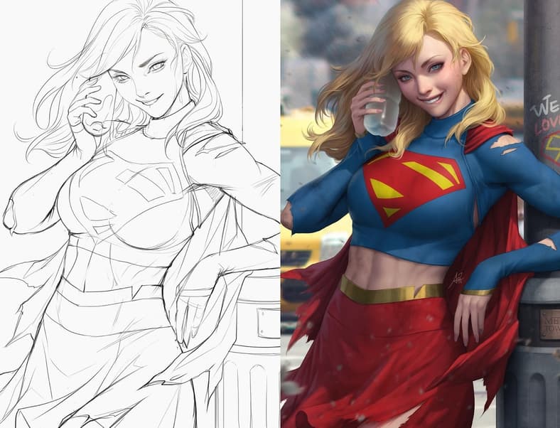 Kara Zor-El cools off on Stanley 'Artgerm' Lau's variant cover to Supergirl Vol. 8 #1 (2025), DC