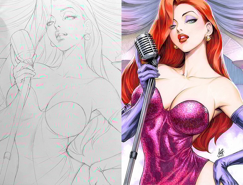 Jessica Rabbit takes the stage in Stanley 'Artgerm' Lau's 14th Inktober entry for 2025