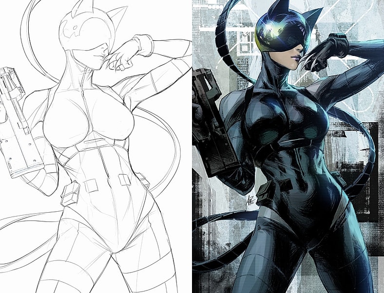 Catwoman is locked, loaded, and ready to take down Bane on Stanley 'Artgerm' Lau's variant cover to Absolute Batman Vol. 1 #13 (2025), DC