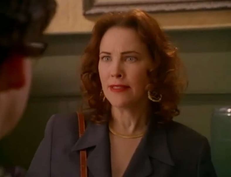 Geri (O'Hara) is literally having a hellish day in court in Tales From the Crypt Season 6 Episode 1 "Let The Punishment Fit the Crime" (1994), HBO