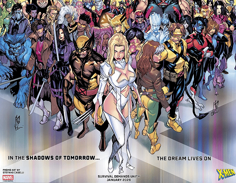 Emma Frost leads the X-Men into a new united front on Stefano Caselli's Shadows of Tomorrow (2025), Marvel Comics