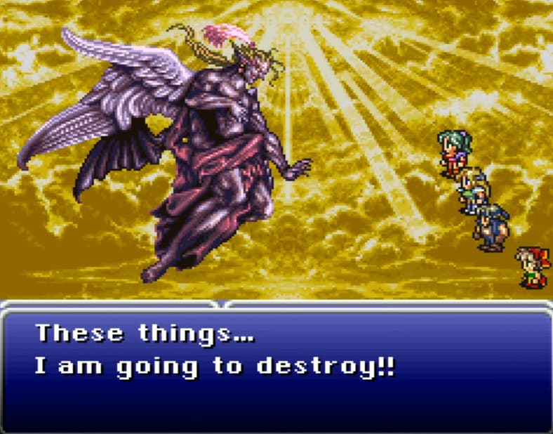 Kefka threatens the very fabric of existence in Final Fantasy VI (1994), Square