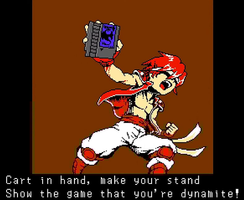 The Fighter attempts to harness the power of his latest game cart in Gotta Protectors: Cart of Darkness (2022), Ancient Corp.