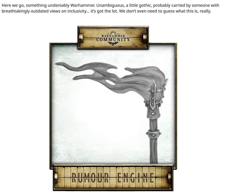 The original version of Games Workshop's May 21st, 2024 edition of their 'The Rumor Engine' blog