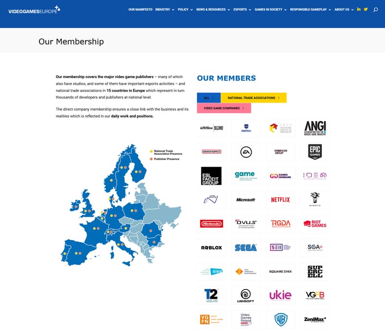 Members of the lobby on Stop Killing Games on Video Games Europe