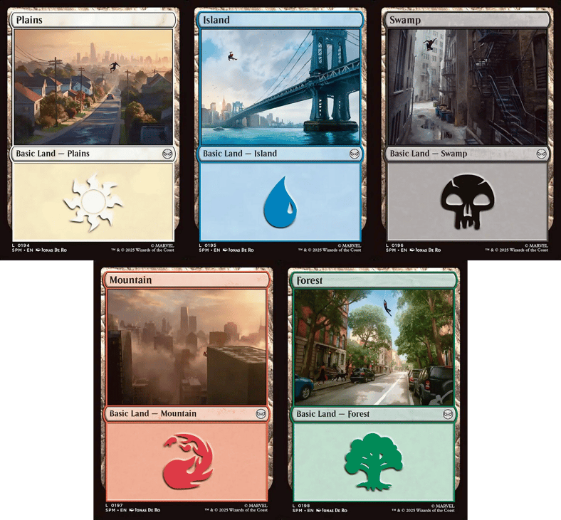 Peter Parker makes his way across New York in Magic: The Gathering - Marvel's Spider-Man (2025), Wizards of the Coast.]