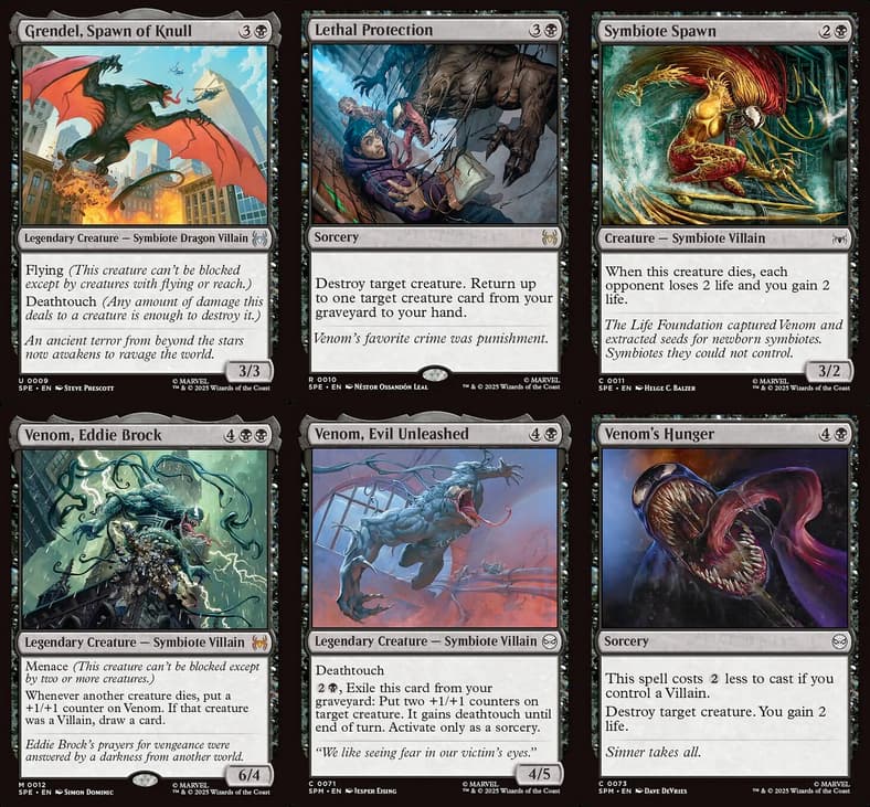 Venom unleashes his own brand of lethal protection in Magic: The Gathering - Marvel's Spider-Man (2025), Wizards of the Coast.