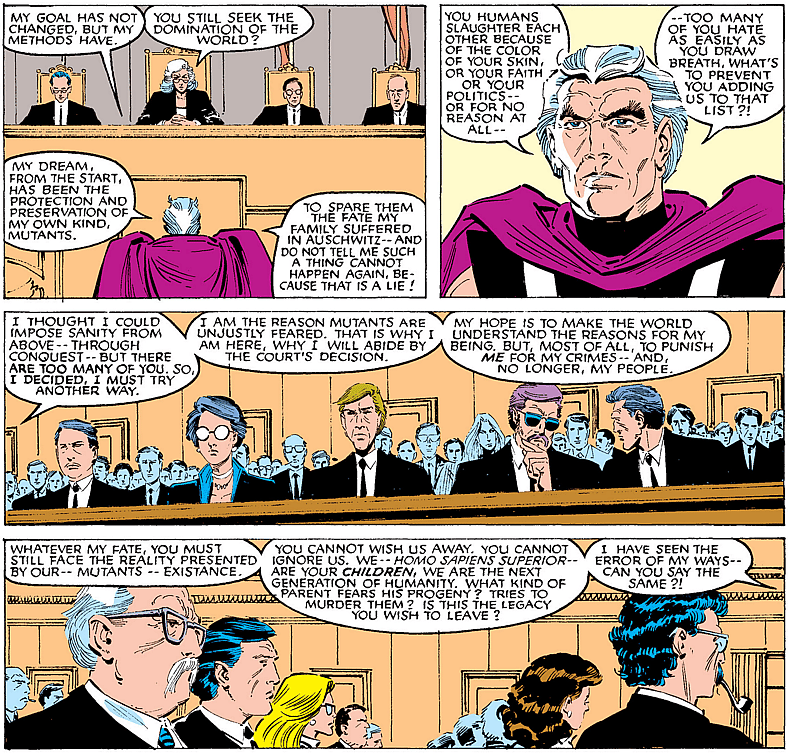 Magneto stands trial in Uncanny X-Men Vol. 1 #200 "The Trial of Magneto!" (1985), Marvel Comics
