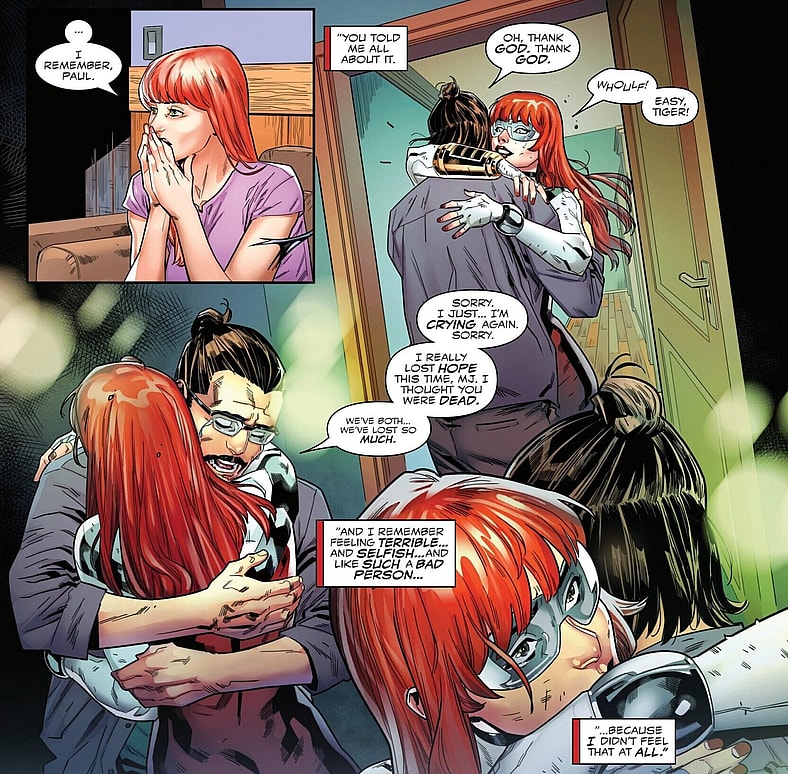 MJ feels a total emotional disconnect from Paul in All-New Venom Vol. 1 #6 (2025), Marvel Comics. Words by Al Ewing, art by Carlos Gómez, Frank D'armata, and Clayton Cowles.