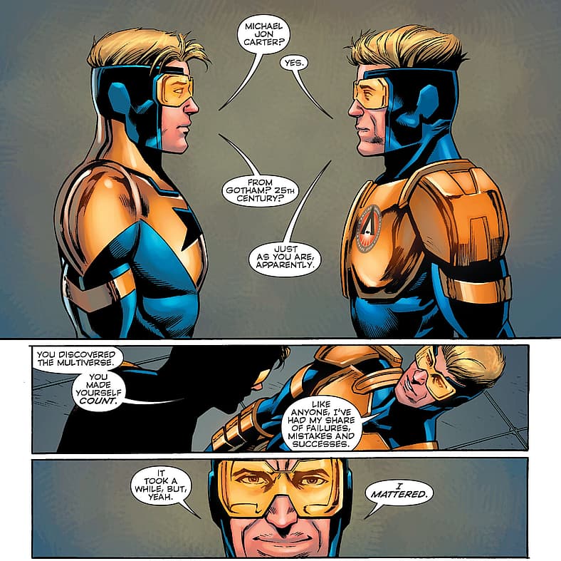Booster Gold congratulates himself in Convergence: Booster Gold #1, DC Comics
