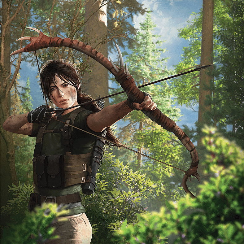 NuLara Croft draws signature bow via Card #1504, Magic: The Gathering - Secret Lair Drop (2023)