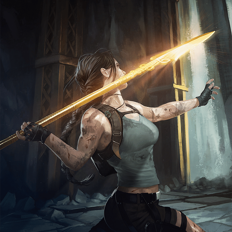 Lara Croft wields Totec's Spear, Magic: The Gathering - Secret Lair Drop (2023), Wizards of the