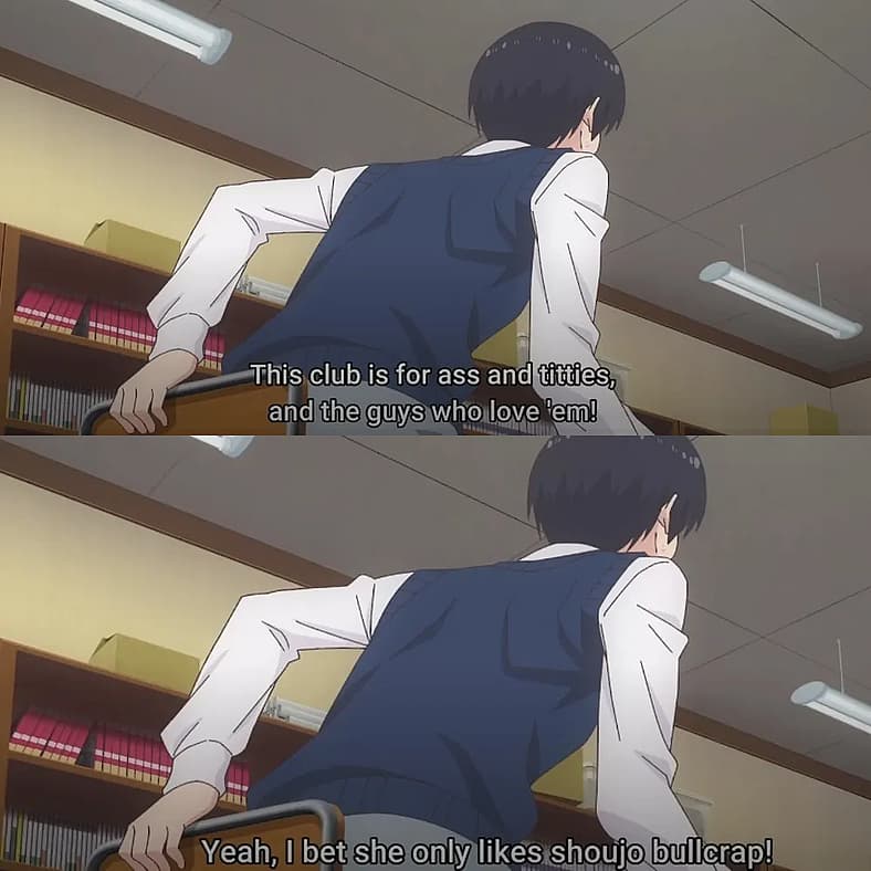Masamune Okumura shocked to see Lilysa Amano in manga club room in 2.5 Dimensional Seduction