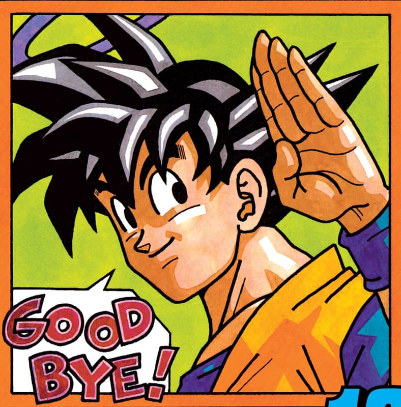 Goku says Sayonara on cover to Dragon Ball Vol. 25 "Death of A Warrior", Shueisha