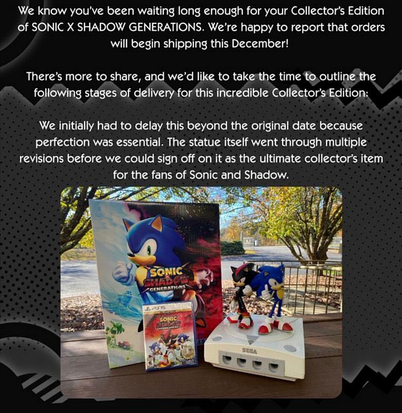 Limited Run Games confirms their 'Sonic x Shadows Generations' Collector's Edition are ready to ship, November 2025