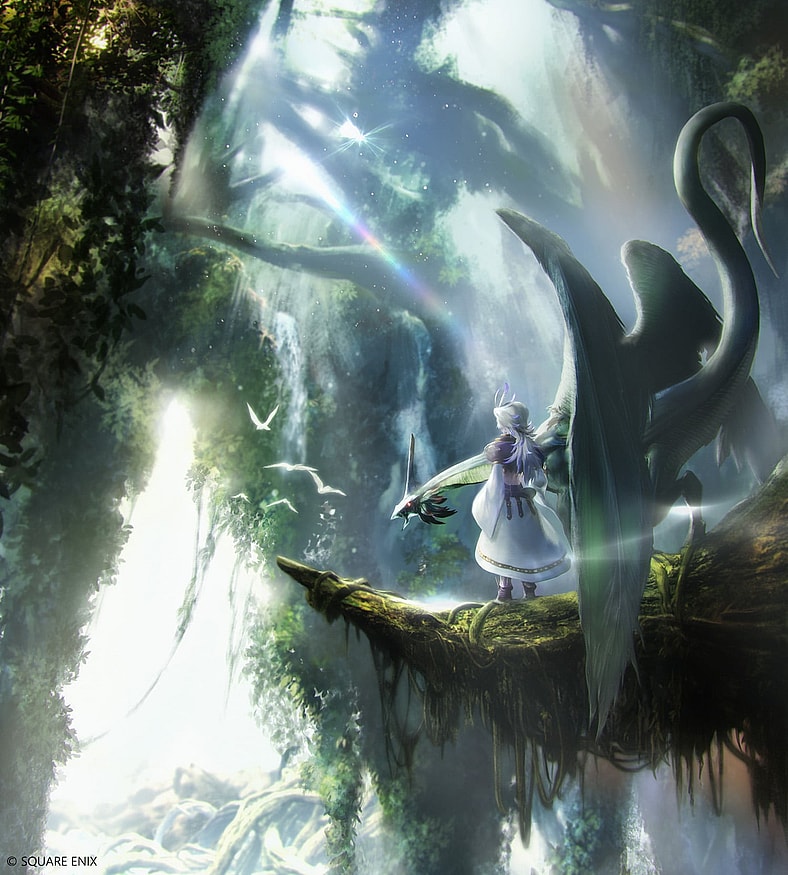 Kuja readies himself to destroy the Crystal, and thus the world, in Toshiyuki Itahana's 25th Anniversary illustration for Final Fantasy IX (2000), Square Enix