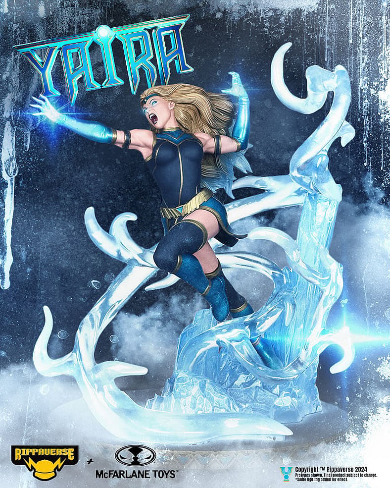Yaira calls forth freezing winds in Yaira statue (2024), Rippaverse x McFarlane Toys