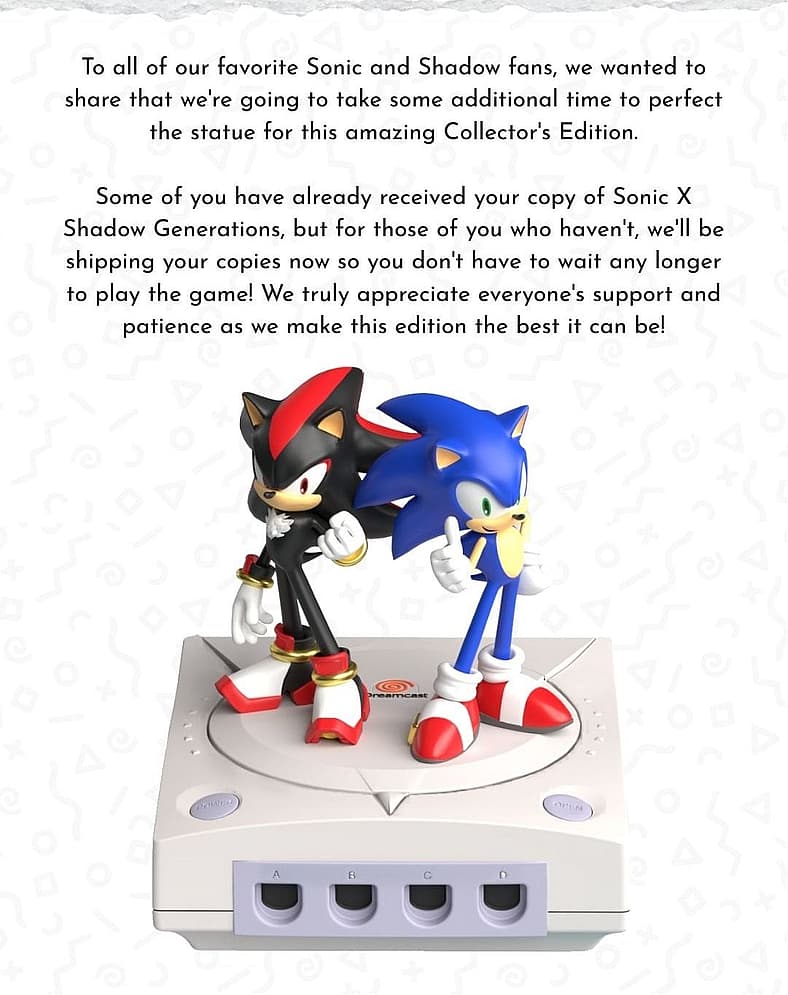 Limited Run Games delays Sonic x Shadows Generations Collector's Edition, July 2025