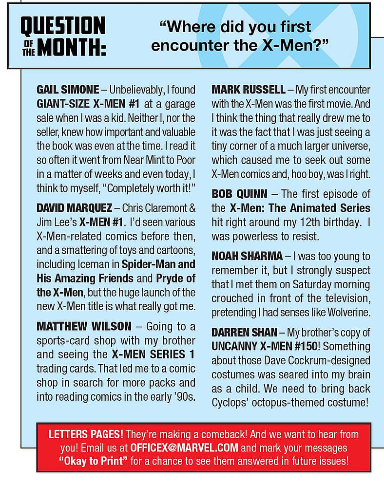 Question of the Month for August 2024 in X-Men Vol. 7 #2 (2024), Marvel Comics