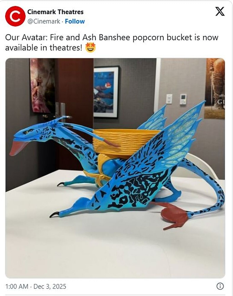 Cinemark's Banshee Popcorn bucket for Avatar: Fire and Ash (2025)