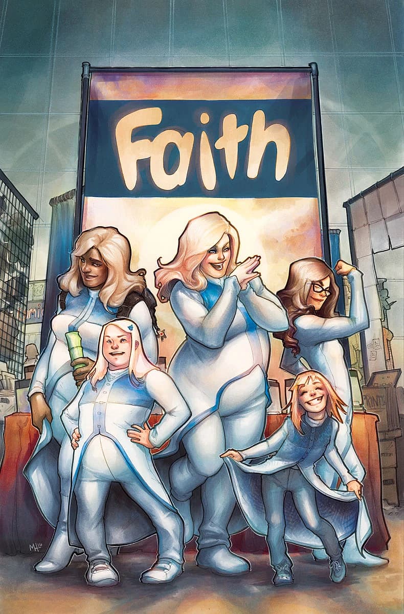 Zephyr meets her fans, variant cover to Faith Vol. 2 #2 "Her Greatest Enemy" (2016), Valiant