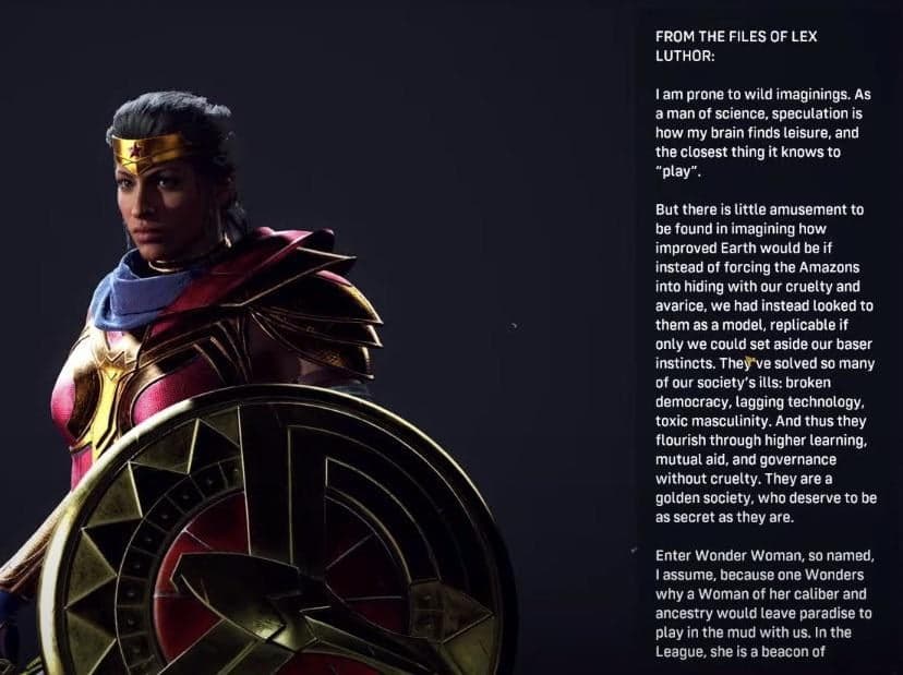 Wonder Woman's (Susan Eisenberg) Codex Entry in Suicide Squad: Kill the Justice League (2024), Rocksteady Studios